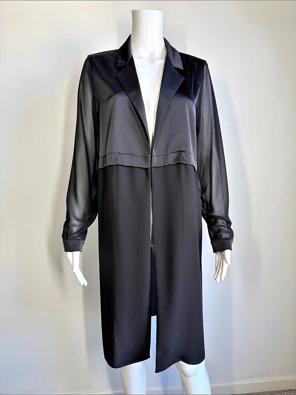 Joseph Ribkoff Black Sheer Longline Duster Jacket Size 10
